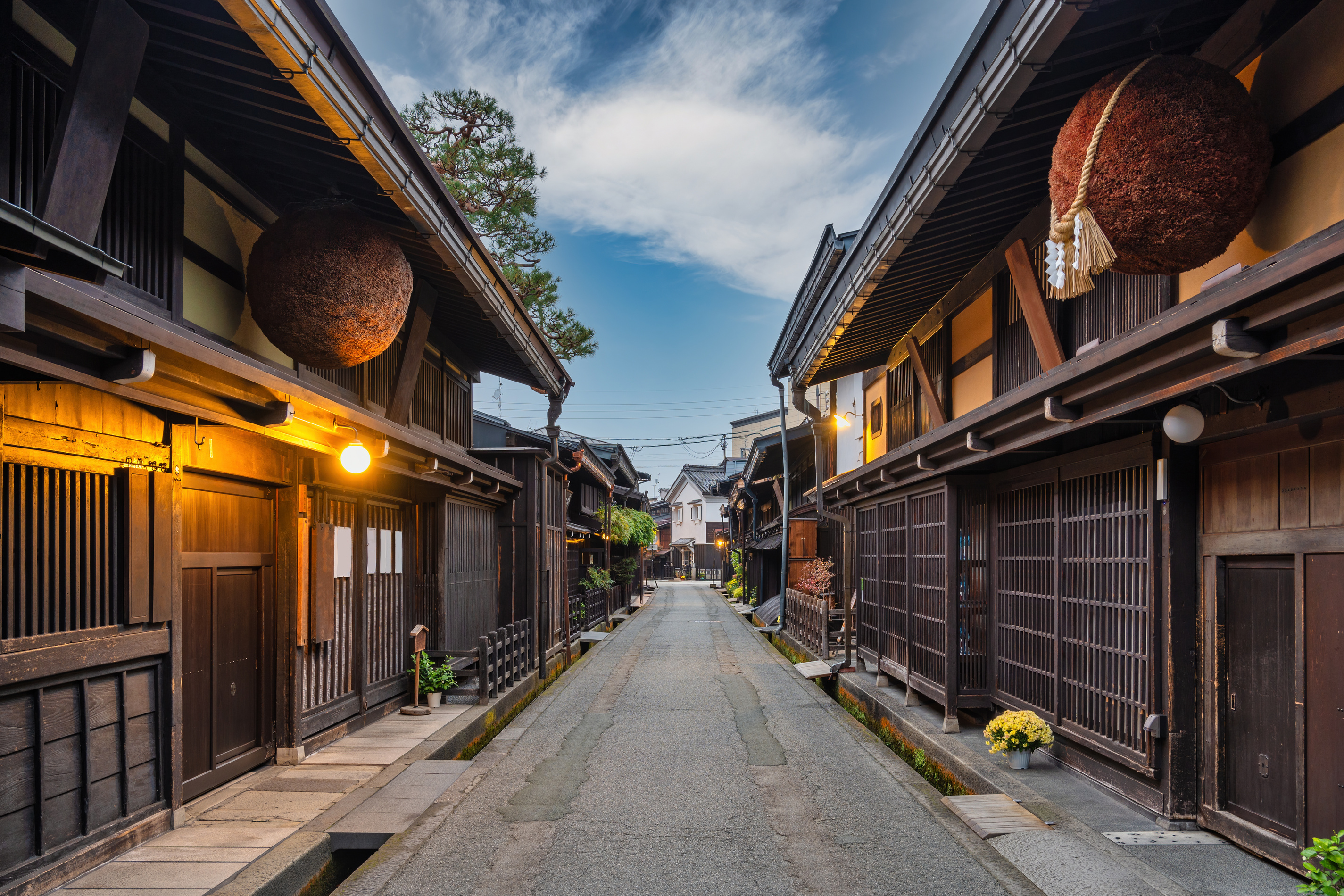 Takayama Gifu Japan, city skyline at Takayama old town Sannomachi street